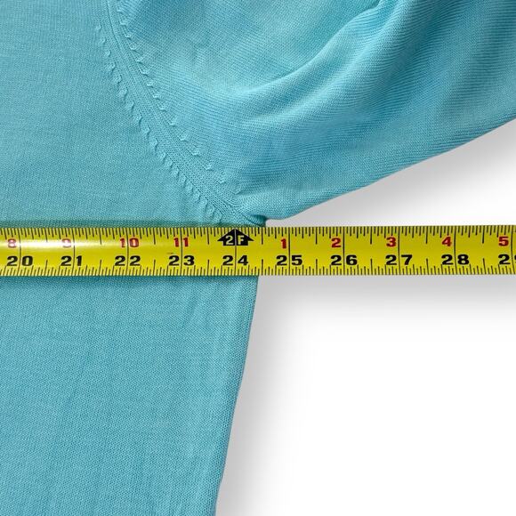 Brooks Brothers Sweater Mens XL Aqua Blue Silk Cotton Blend V-Neck Country Club - Picture 6 of 8